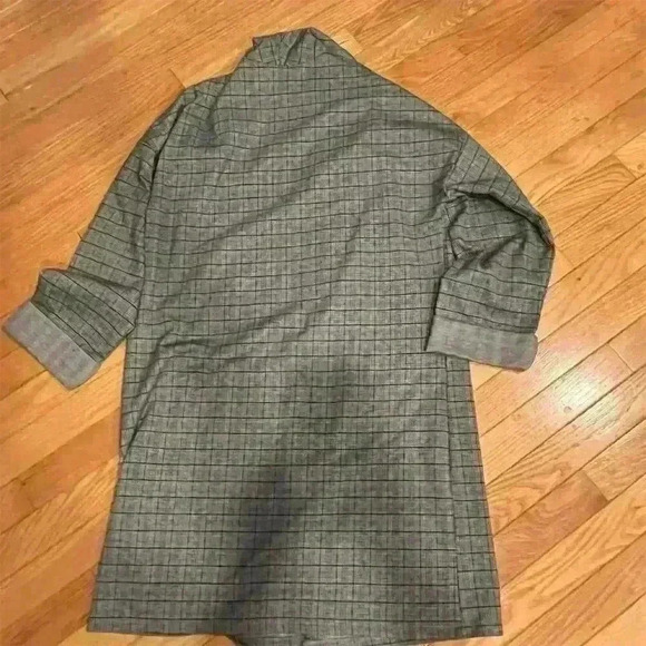 Free Press Women's Open Front Long Knit Trench Coat Gray/Black Size M - Picture 3 of 4